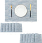 Leetaltree Jacquard Blue Placemats Set of 12 - Heat Resistant Non-Slip Place mats for Dining Table, Washable Durable PVC Vinyl Woven Table Mats（Jacquard Blue, 12）