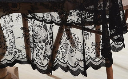Warm Home Designs 70 Inch Round Tablecloth with English Rose Design. Use as Circle Tablecloth, Rustic Tablecloth or as Elegant Lace Table Cloth. Black Table Clothes for 4-6 Guests. LTC Black 70"
