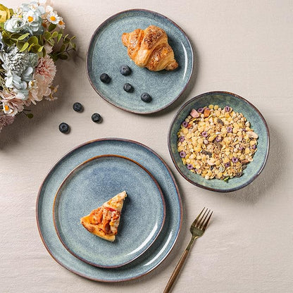 AmorArc Ceramic Dinnerware Sets,Handmade Reactive Glaze Stoneware Plates and Bowls Sets,Highly Chip and Crack Resistant | Dishwasher & Microwave Safe Dishes Set,Service for 4 (12pc)