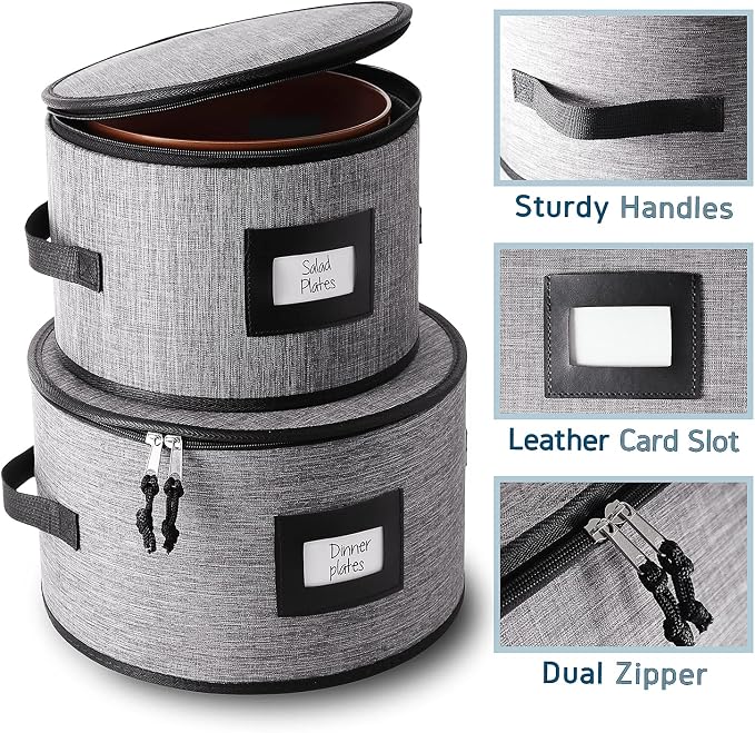 Fine China Storage Containers, 5 Piece Quilted Dish Storage Containers - Image 4