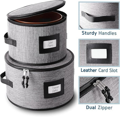 Fine China Storage Containers, 5 Piece Quilted Dish Storage Containers - Image 4