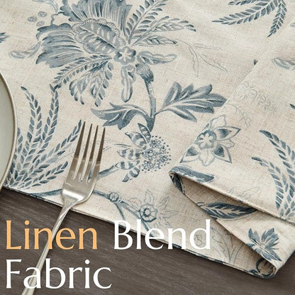 jinchan Blue Floral Linen Table Runner 13 x 72 Inch Farmhouse | Solid color - Image 4