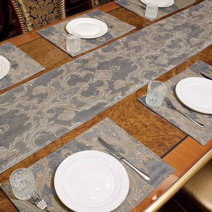 Loom and Mill Luxury Jacquard Damask Table Runner 72 Inches Long, 13x72 inch - Image 4