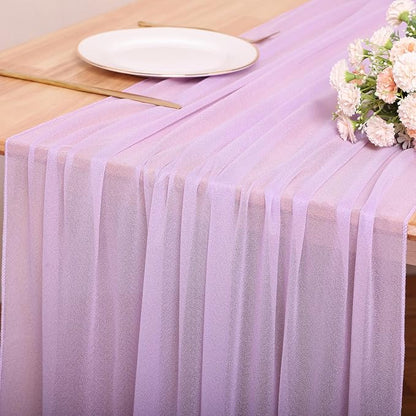 10FT Lavender Chiffon Table Runners 30x120 Inches Boho Fabric Sheer Table Runner - Image 7