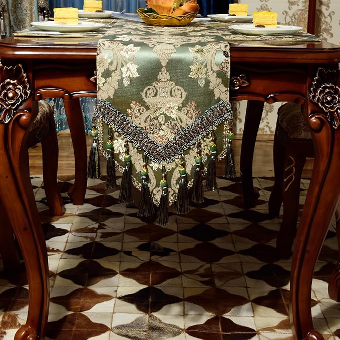Extra Luxury Velvet Green Table Runner 72 Inches Long - Image 3