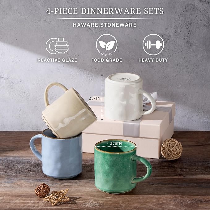 HaWare 14OZ Coffee Mugs Set of 4, Stoneware Coffee Cups - Image 2