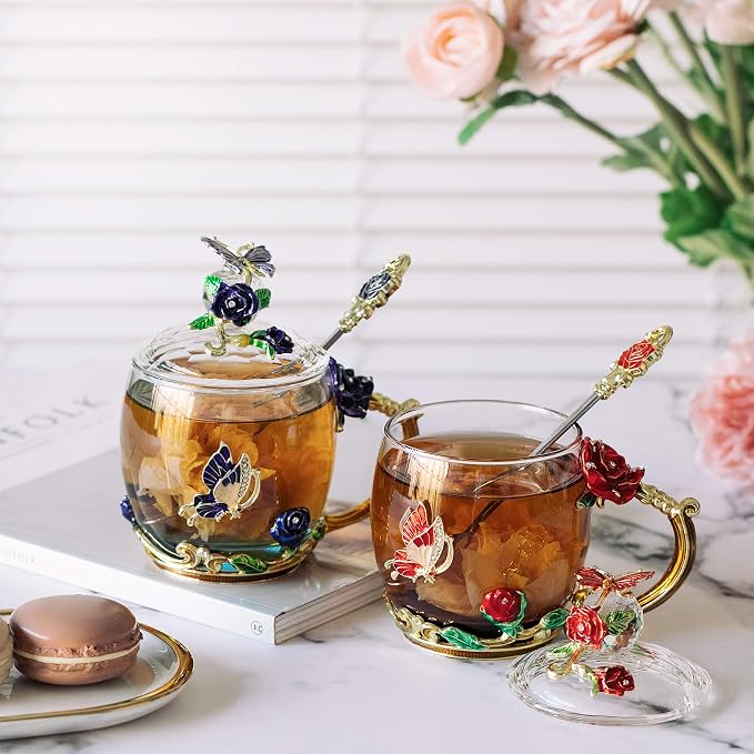 BTaT- Floral Glass Tea Cups - Image 9