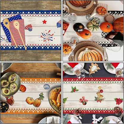 8 Pcs Truck Holiday Table Runner 72 Inches Long, Plaid Valentines Day St - Image 6
