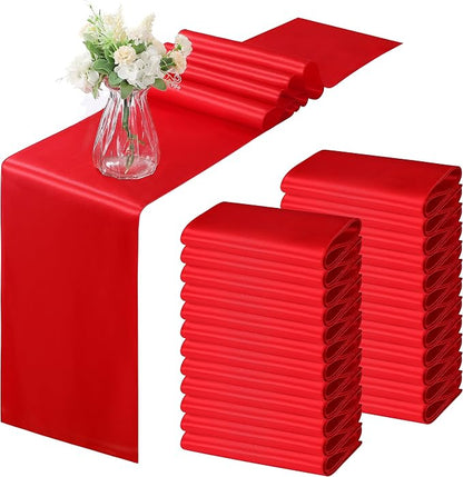 Horbaunal 2 Pack Red Satin Table Runner 12 x 108 Inch | Smooth Table Runners by Horbaunal