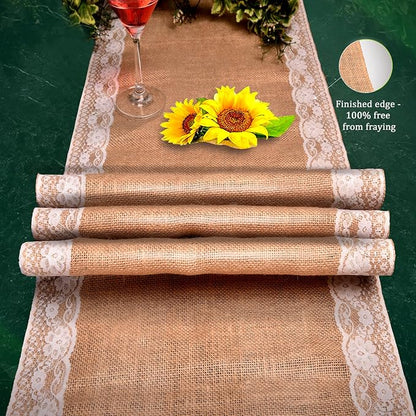 Burlap Lace Table Runner – 12”x 108” - Image 6