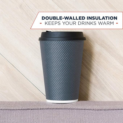 Disposable Coffee Cups With Lids - 12 oz Togo Coffee Cup With Lid. Large To Go - Image 6