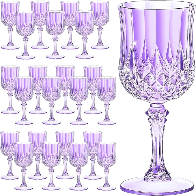 7OZ Plastic Wine Glasses, Reusable Vintage Goblets Unbreakable Drinking Glasses by Unknown