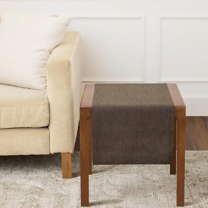 Solino Home 100% Pure Linen Table Runner Brown Woven, Athena 14 x 36 in | Table by SolinoHome