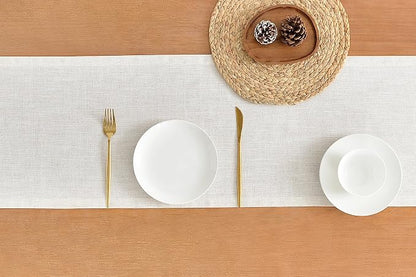 Wracra Linen Table Runner, Burlap Cream Table Runners 72 Inches Long | Rich - Image 2