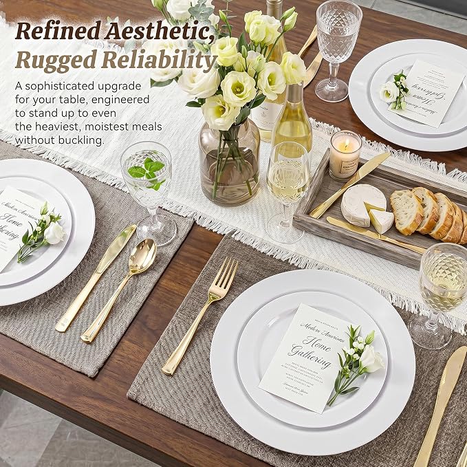 KIRE 120PCS White Plastic Plates - Image 7