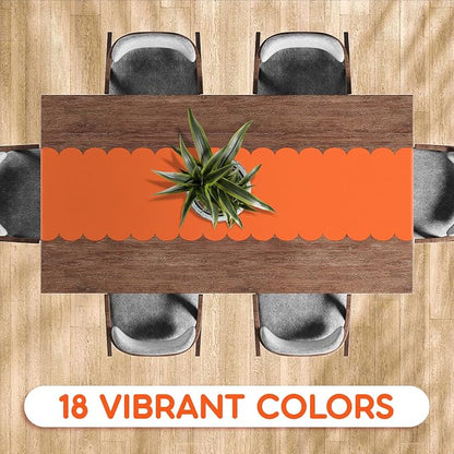 Orange Scallop Table Runner, Disposable Plastic, 5 Pack - Image 4