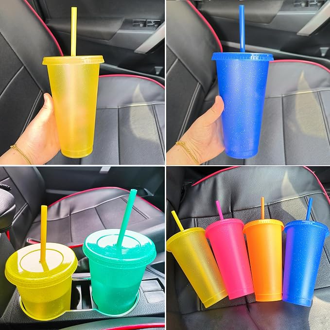Suertestarry Tumbler with Straw and Lid, Water Bottle Iced Coffee Travel Mug Cup - Image 3