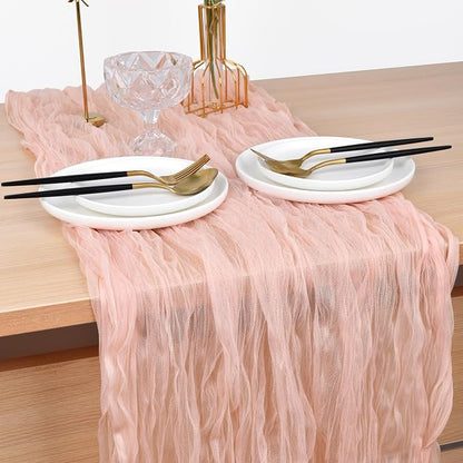 Peach Cheesecloth Table Runner Cheese Cloth Wedding Birthday Party Decor | 10Ft - Image 2