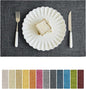 Softalker Faux Linen Placemats Set of 4-12 x 18 Inch, Heat Resistant Double Layered Durable Burlap Farmhouse Place Mats, Non-Slip Washable Rustic Table Mats for Dining, Kitchen, Party（Dark Grey