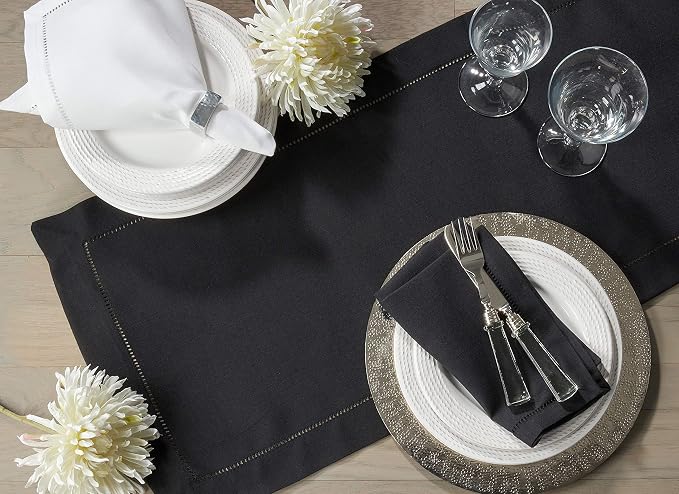 SARO LIFESTYLE Hemstitched Border Cocktail Napkin - Image 3