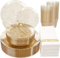 Rubtlamp 175 Pcs Gold Glitter Plastic Plates, Hammered Disposable Plates Set by Rubtlamp