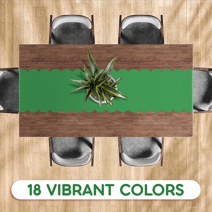 Green Scallop Table Runner, Disposable Plastic, 5 Pack - Image 4