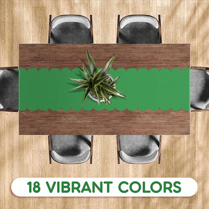 Green Scallop Table Runner, Disposable Plastic, 5 Pack - Image 4