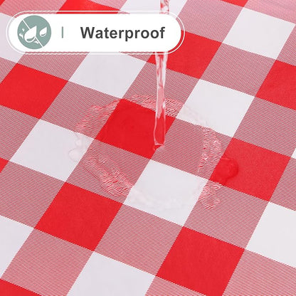 misaya Square Waterproof Vinyl Table Cloth, Buffalo Flannel Backed Tablecloth, Wipeable Plastic Table Cover for Valentine's Day, Dinner, Kitchen, Outdoor (60" x 60", Red and White)