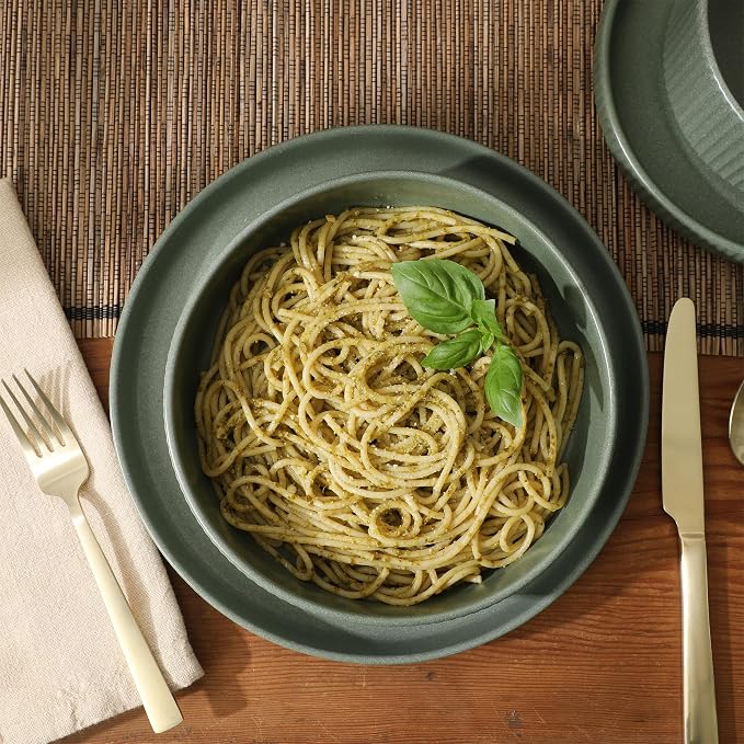 Gibson Elite Deerfield 16-Piece Stoneware Dinnerware Set – Matte Green - Image 7
