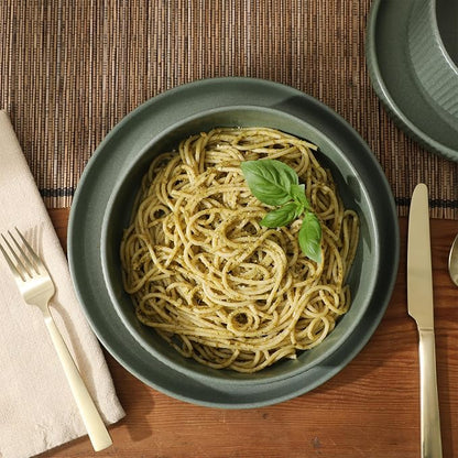 Gibson Elite Deerfield 16-Piece Stoneware Dinnerware Set – Matte Green - Image 7
