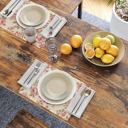 Colorful Floral Spring Plastic 12x18 Inch Placemats Set of 6 - Waterproof, Non-Slip & Washable Watercolor Flowers Table Mats for Kitchen & Dining Table Placemats