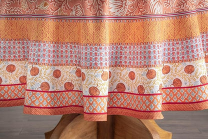 Maison d' Hermine Table Cloth Round Table 100% Cotton 69 Inches Fall Tablecloth Reusable Everyday Use for Thanksgiving Christmas Decorations Dining Farmhouse Party (Harvest Festival)
