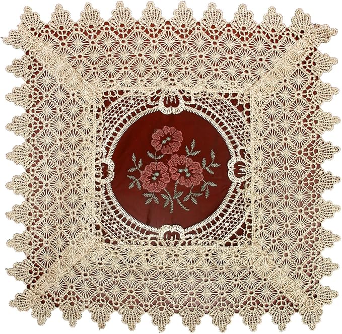 Set of 4 Small Mini Lace Table Doilies Square 12 inch, Victorian Style and by Simhomsen
