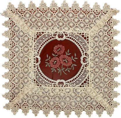 Set of 4 Small Mini Lace Table Doilies Square 12 inch, Victorian Style and by Simhomsen