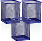 Segarty Pen Holder for Desk, 3 Pack Square Dark Blue Pen Cup Holder, Wire Mesh by Segarty