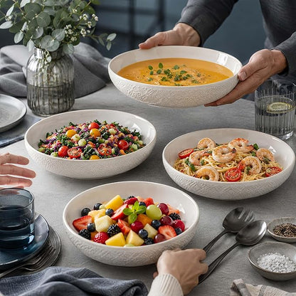 8 inch Pasta Bowls Set of 4, 22 Oz Ceramic Serving Bowls, Large Porcelain - Image 2