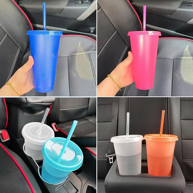 Suertestarry Tumbler with Straw and Lid, Water Bottle Iced Coffee Travel Mug Cup - Image 3