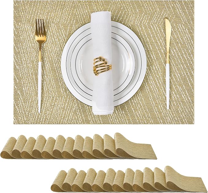 Leetaltree Gold Placemats Set of 24 by Leetaltree-ArtatEveryTable
