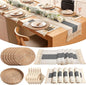 6 Sets Boho Decoration Placemats Round Woven Placemats, Cloth Napkins, Wood by Gandeer