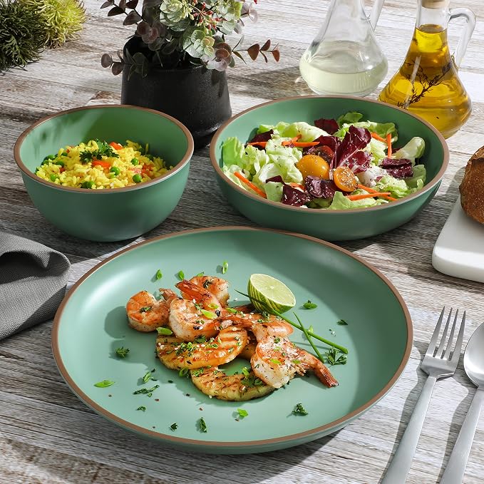 Gibson Home Rockabye 12 Piece Double Bowl Melamine Plastic Dinnerware Set - Image 3