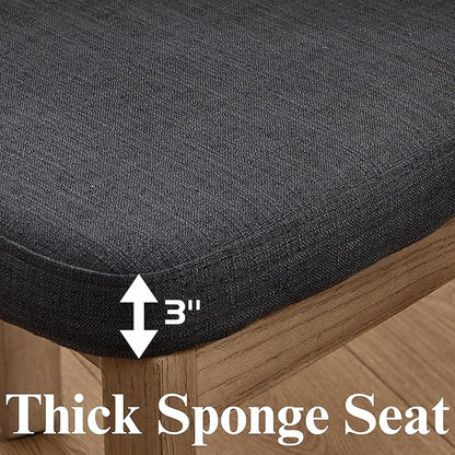 Linen Dining Chairs Set of 4, Mid Century Modern Upholstered Dining Room Chairs with Curved Back, Armless Kitchen Chairs for Living Room/Restaurant/Balcony/Bedroom/Home Desk/Task, Grey
