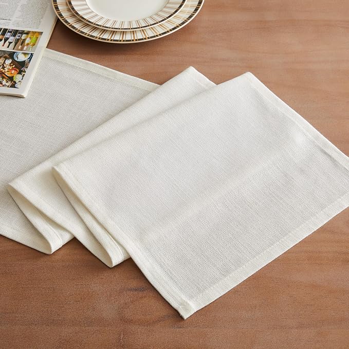 Rustic Cotton Linen Table Runner, 13x72 Inches Off White | Farmhouse Style - Image 2