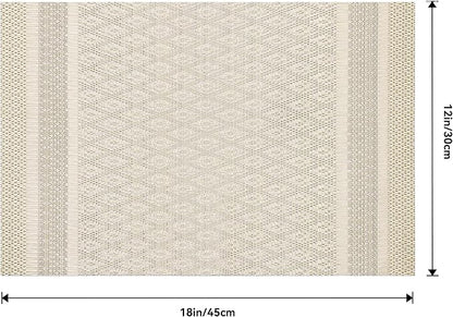 Leetaltree Stardust Yellow Placemats Set of 8 - Heat Resistant Non-Slip Place mats for Dining Table, Washable Durable PVC Vinyl Woven Table Mats（Stardust Yellow, 8）