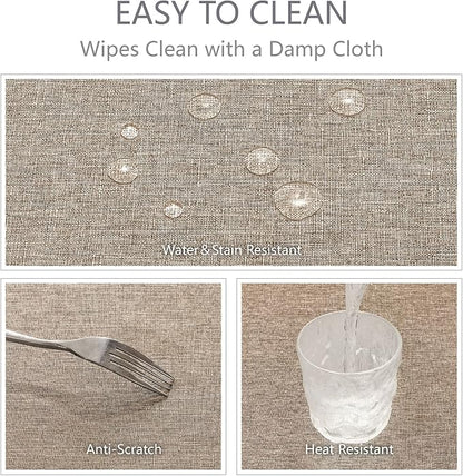 Rectangle Tablecloth Linen Textured Waterproof & Stain Resistant Table Cloth Wrinkle Free Decorative Fabric Farmhouse Table Cover for Dining/Party/Buffet/Wedding, 60 x 104 Inch, Mocha