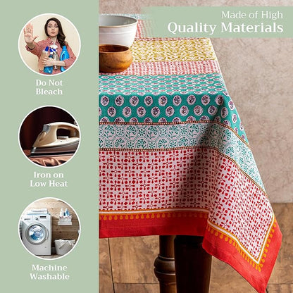Maison d' Hermine Table Cloth Rectangle Table 100% Cotton 60 x 120 Inches Tablecloth Reusable Decorative for Dining Room Farmhouse Home Valentines Day Decorations Spring Summer - Provence