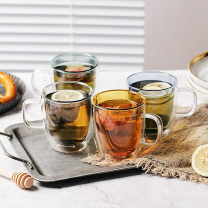 BTaT- Double Walled Glass Coffee Mugs, 12 oz, Colored Glass Coffee Cups - Image 4