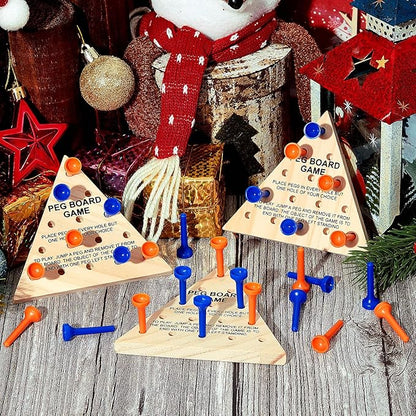 Skylety 12 Pack Triangle Peg Games Wooden Board Table Game for Family Boys Girls Adults, Learning Toys Travel Peg Jump Toys Triangle Puzzle Brain Teaser Christmas Gifts (Blue,Orange)