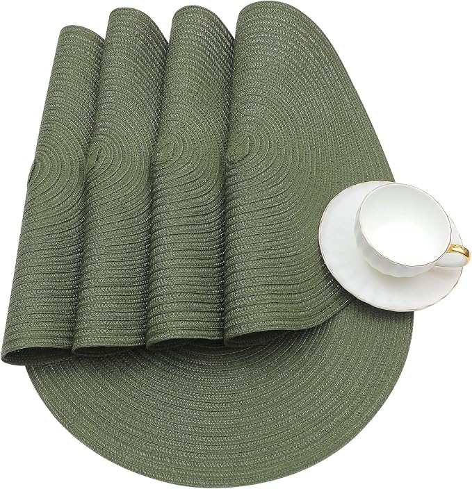 SHACOS Round Placemats Set of 4 Washable 15 inch Round Table Mats Cotton - Image 6