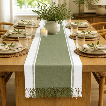Cotton Table Runner, 14x72 Inch, Washable Boho Decor, Dining Kitchen by ChardinHome
