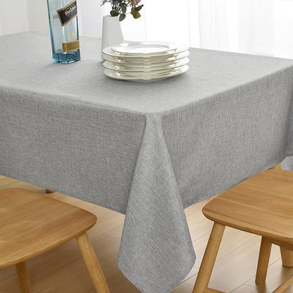 JIUZHEN Square Table Cloth Faux Linen Farmhouse Tablecloth Wrinkle and Stain Resistant Decorative Fabric Table Cover for Kitchen, Dining Room, Parties and Camping, Light Grey, 54 x 54 Inch